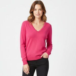 Banana Republic Pink Long Sleeve 100% Merino Wool V Neck Sweater NEW S